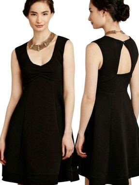 ANTHROPOLOGIE MAEVE Black Textured A-line Mini Dress - Size M